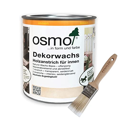 Osmo Dekorwachs Transparent 0,75 l (Cognac 3143) + Flächenstreicher Pinsel von Pfahler von Osmo Holz und Color GmbH&Co.KG