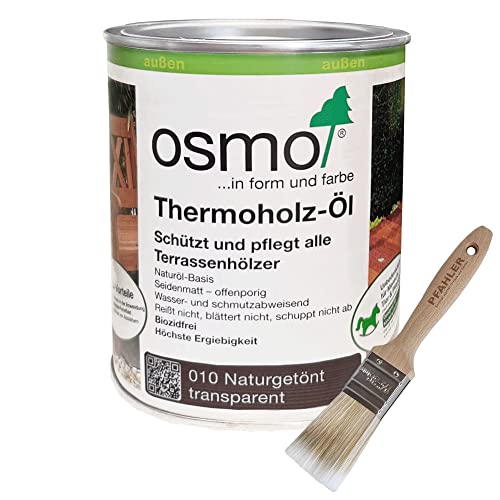 Osmo Thermoholz-Öl 010 Naturgetönt transparent (0,75 l) + Flächenstreicher Pinsel von Pfahler Gratis. von Osmo Holz und Color GmbH&Co.KG