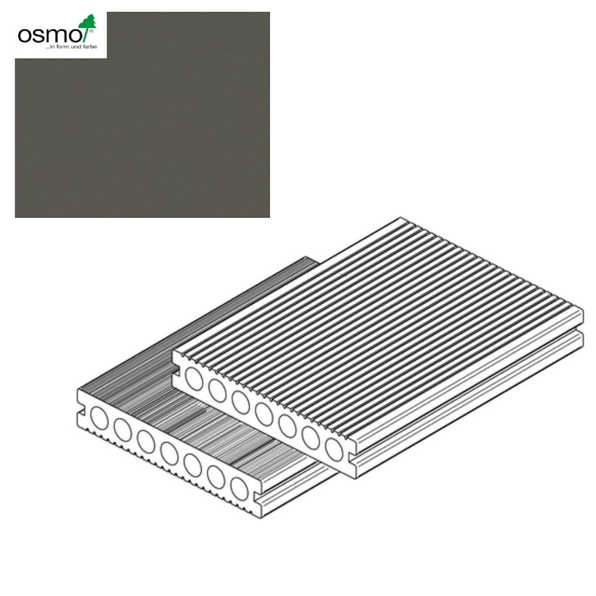 OSMO MULTI-DECK BPC-Terrassendiele Hohlkammer GRAU-gebürstet & geriffelt - 400cm von Osmo Holz