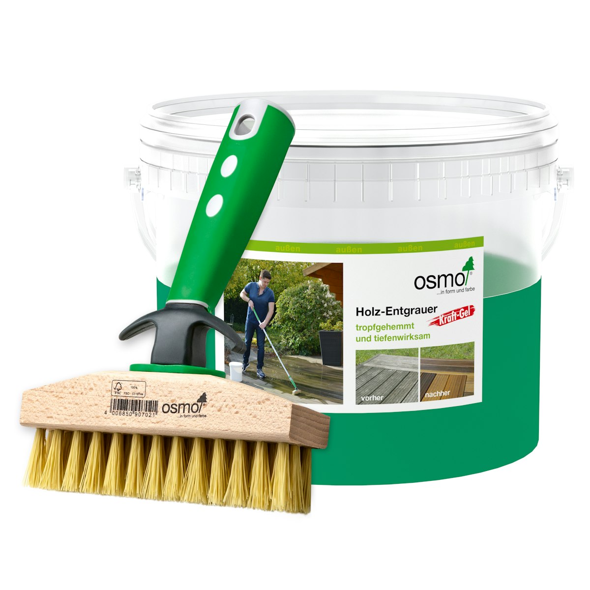 OSMO Terrasse - Holz Entgrauer Kraft Gel + Ter.- Reinigungsbürste 2,5 l von Osmo Farben & Zubehör