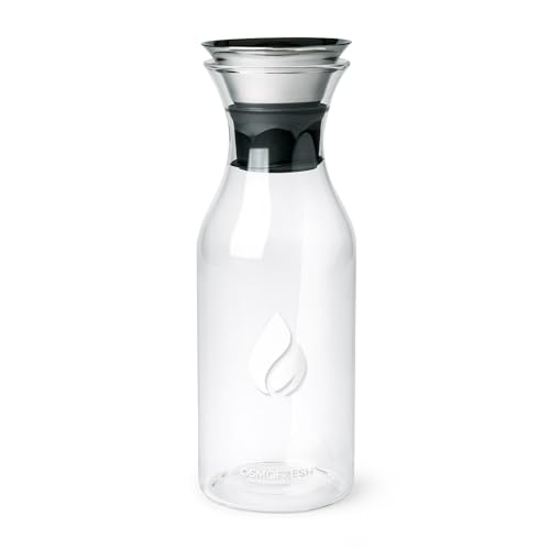 OsmoFresh Premium Glas Karaffe für Auftisch Osmoseanlage Quella Pro | bis zu 0,9 L | mit Deckel aus Edelstahl von OsmoFresh