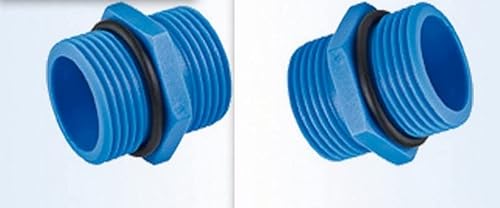 2 x DN 3/4 Zoll Doppelnippel PP blau Sechskant 3/4 Zoll Aussengewinde (Atlas Filtri) von Osmoclean