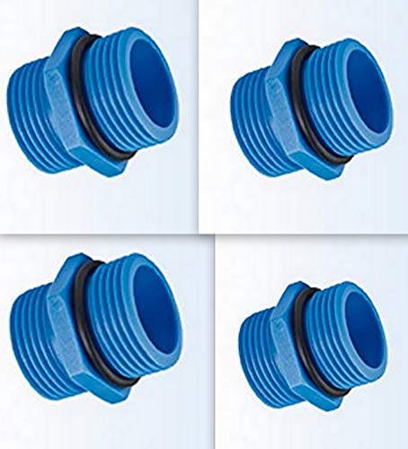 4 x DN 3/4 Zoll Doppelnippel PP blau Sechskant 3/4 Zoll Aussengewinde (Atlas Filtri) von Osmoclean