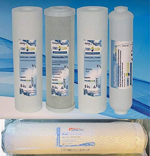 Osmoclean Filtersatz 5-stufige Umkehrosmose/Osmoseanlage 10 Zoll + Sidestream Membrane 500 GPD Filter von Osmoclean