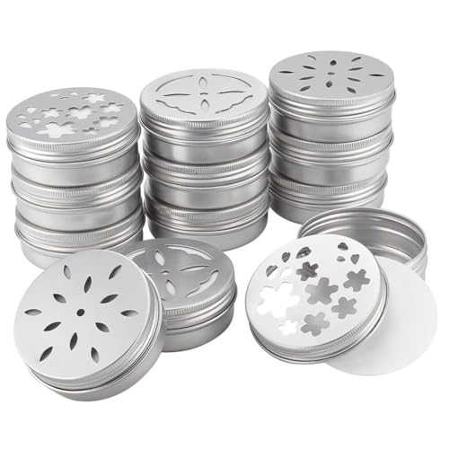 Osmond 12 Stück Lufterfrischer-Dosen, 3 Stile, Behälter mit Duftperlen, Behälter aus Metall, Aluminium, 2 Unzen, leere Aufbewahrungsboxen mit Deckeln von Osmond
