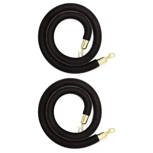 Osmond 2er-Pack Absperrseile Aus Samt mit Goldenen Haken, Absperrseil Zur Kontrolle Von Menschenmengen, Sicherheitsbarriere, Dekoration für, 1,5 M, Schwarz von Osmond