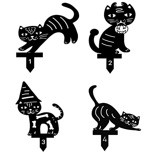 Osmond 4 StüCk Garten Dekoration Rasen Statuen im Freien Schwarz Acryl Katze Kunst Silhouette Garten Hinterhof Rasen PfäHle von Osmond