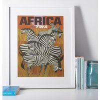 Afrika Reiseposter, Vintage Poster Reprint, Home Decor, Zebra, Wandkunst, Reise, Urlaub, Zuhause, Souvenir, Rahmen Nicht Inklusive von OsoTraveled