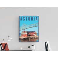 Astoria Oregon Reise Poster, Vintage Serigraph Stil Wandkunst, Reisen, Urlaub, Souvenir, Rahmen Nicht Enthalten von OsoTraveled