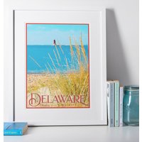 Delaware Reise Poster, Vintage-Stil Haus, Wandkunst, Reisen, Urlaub, Souvenir, Strand, Rahmen Nicht Enthalten von OsoTraveled