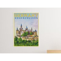 Deutschland Reise Poster, Vintage-stil Druck, Dekor, Schloss, Wandkunst, Reisen, Urlaub, Haus, Souvenir, Hohenzollern, Rahmen Nicht Enthalten von OsoTraveled