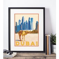 Dubai Travel Poster, Vintage Tusche Und Aquarell Style Saudi-Arabien, Wandkunst, Reise, Urlaub, Souvenir, Rahmen Nicht Enthalten von OsoTraveled