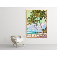 Florida Reise Poster, Vintage-Stil Haus, Wandkunst, Reisen, Urlaub, Souvenir, Strand, Rahmen Nicht Enthalten von OsoTraveled