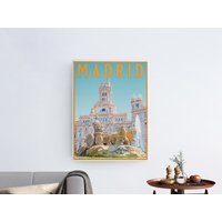 Madrid Reiseposter, Vintage Serigraph Style Poster, Spanien, Wandkunst, Kunstdruck, Reise, Urlaub, Souvenir, Rahmen Nicht Inklusive von OsoTraveled