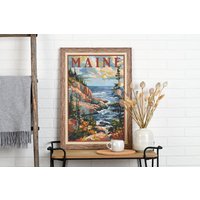 Maine-Reiseposter, Poster Im Vintage-stil, Zuhause, Wandkunst, Reisen, Urlaub, Heimatstaat, Souvenir, Rahmen Nicht Lieferumfang Enthalten von OsoTraveled