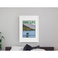 Montana Reise Poster, Vintage-Stil Haus, Wandkunst, Reisen, Urlaub, Home State, Souvenir, Rahmen Nicht Enthalten von OsoTraveled
