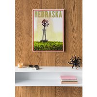 Nebraska Reise Poster, Vintage-Stil Haus, Wandkunst, Reisen, Urlaub, Home State, Souvenir, Rahmen Nicht Enthalten von OsoTraveled