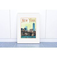 New York Reise Poster, Vintage-Stil Haus, Wandkunst, Reisen, Urlaub, Home State, Souvenir, Rahmen Nicht Enthalten von OsoTraveled
