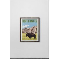 North Dakota Reise Poster, Vintage-Stil Haus, Wandkunst, Reisen, Urlaub, Home State, Souvenir, Rahmen Nicht Enthalten von OsoTraveled