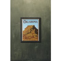 Oklahoma Reise Poster, Vintage-Stil Haus, Wandkunst, Reisen, Urlaub, Home State, Souvenir, Rahmen Nicht Enthalten von OsoTraveled