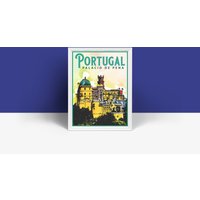 Portugal Reise Poster, Vintage-stil Druck, Dekor, Schloss, Wandkunst, Reisen, Urlaub, Haus, Souvenir, Rahmen Nicht Enthalten von OsoTraveled