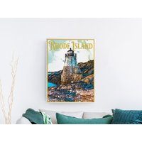 Rhode Island Reise Poster, Vintage-Stil Haus, Wandkunst, Reisen, Urlaub, Home State, Souvenir, Rahmen Nicht Enthalten von OsoTraveled