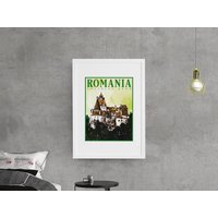 Rumänien Reise Poster, Vintage-stil Druck, Dekor, Schloss, Wandkunst, Reisen, Urlaub, Haus, Souvenir, Rahmen Nicht Enthalten von OsoTraveled