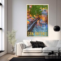 San Antonio Reiseposter, Vintage-Poster Im Siebdruck-stil, Wandkunst, Flussspaziergang, Reisen, Urlaub, Souvenir, Rahmen Nicht Lieferumfang Enthalten von OsoTraveled
