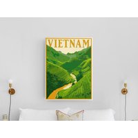 Vietnam Reise Poster, Vintage Serigraph Style Wandkunst, Kunstdruck, Reise, Urlaub, Souvenir, Rahmen Nicht Inklusive von OsoTraveled