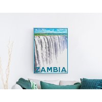 Zambia Victoria Falls Reiseposter, Vintage Serigraph Style Poster, Wandkunst, Reise, Urlaub, Souvenir, Rahmen Nicht Inklusive von OsoTraveled