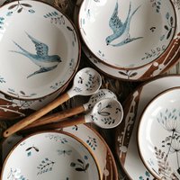 Handgefertigte Keramik Geschirr Set Vogel & Floral Design Handgefertigte Keramik Geschirr Set Vogel & Floral Design von OsokaArtCeramics
