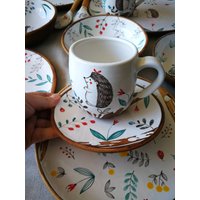 Igel Tasse Und Untertassen Set Wunderliche Keramik von OsokaArtCeramics