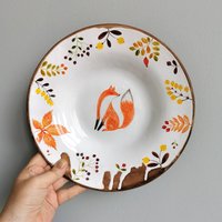 Wunderschöner Speiseteller Mit Fuchs Im Herbstwald Von Osokaart Keramik. Art Teller Für Den Start in Einen Guten Tag. Schönes Geschenk Sie Oder von OsokaArtCeramics