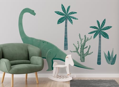 Osomhome Dino Wandtattoo Dinosaurier (238x120cm) I Wandsticker Dinosaurier | Wandaufkleber Wandbild Kinderbilder | Dino Deco Kinderzimmer Junge & Mädchen | Brachiosaurus Baum os3253 von Osomhome