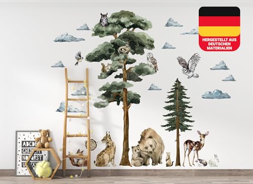 Osomhome | FOREST MYSTERY XL | Wandtattoo Waldtiere | Wandsticker Kinderzimmer Jungen Mädchen | Wald Wanddeko Babyzimmer Tiere | Schlafzimmer Wandbilder Junge Wohnzimmer | ms3626 von Osomhome