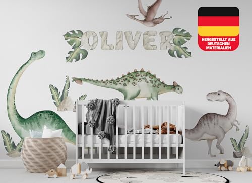 Osomhome Personalisierte Wandtattoo Name Mädchen & Junge: Dino (370x200cm) | Dinosaurier Wandtattoo Kinderzimmer Mädchen & Junge | Wandsticker, Wall Stickers - Dino Deco Kinderzimmer Babyzimmer os3204 von Osomhome