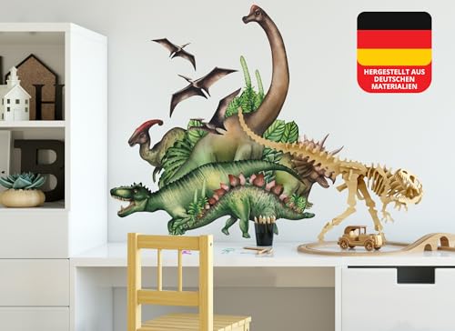 Osomhome Dino Wandtattoo Dinosaurier (119x127cm) I Wandsticker Dinosaurier | Dino Deco Kinderzimmer Junge & Mädchen | Wandaufkleber, Wandbild | T-REX Triceratops Brachiosaurus Stegosaurus os3206 von Osomhome