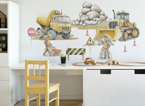 Osomhome | Wandtattoo Kinderzimmer I Wandsticker Schlafzimmer Wanddeko | Junge Mädchen Babyzimmer Aufkleber (Baustelle, S) von Osomhome