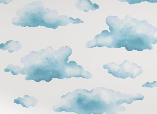 Osomhome Wandtattoo Kinderzimmer Mädchen & Junge | Kinderzimmer & Babyzimmer Deko | Wandsticker & Wanddeko Kinderzimmer | Wandaufkleber Kinderzimmer Wall Stickers (Blaue Wolken, S) von Osomhome