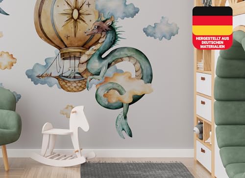 Osomhome Wandtattoo Kinderzimmer Mädchen & Junge: Drache & Heißluftballon (150x140cm) | Kinderzimmer & Babyzimmer Deko | Wandsticker & Wanddeko Kinderzimmer | Wandaufkleber, Wall Stickers os9604 von Osomhome