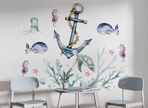 Osomhome |Wandtattoo Kinderzimmer Wandsticker | Wanddeko Babyzimmer | Schlafzimmer Junge Mädchen Selbstklebend (Korallenriff, M) von Osomhome
