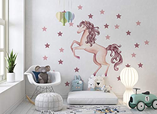 Wandaufkleber märchenhaft Einhorn rosa Wandbild I Sterne Kinderbilder Junge Kinderzimmer Mädchen Aufkleber Osomhome os2012 (190 x 150 cm) von Osomhome