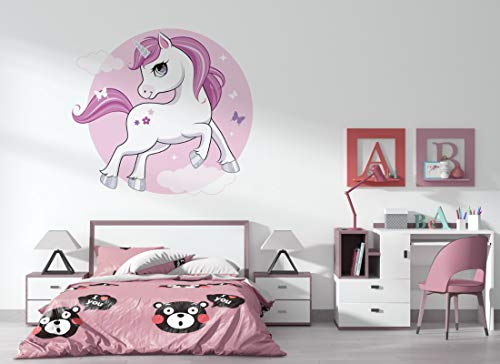 Wandaufkleber rosa Einhorn Wandbild I Wolken Kinderbilder Junge Kinderzimmer Mädchen Aufkleber Osomhome os2127 (129x119cm) von Osomhome