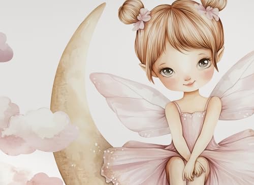 Wandtattoo Ballerinas | Kinderbilder Kinderzimmer Mädchen Aufkleber Osomhom | Süße Ballerina auf dem Mond und den Wolken (Ballerinas, M) von Osomhome