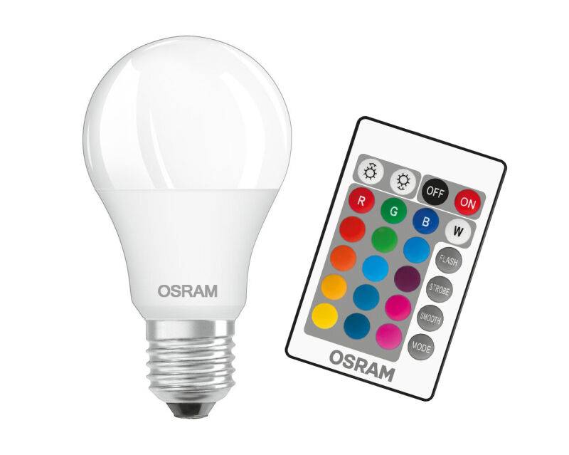 LED RGBW Leuchtmittel mit Fernbedienung dimmbar 9,4 Watt von Osram