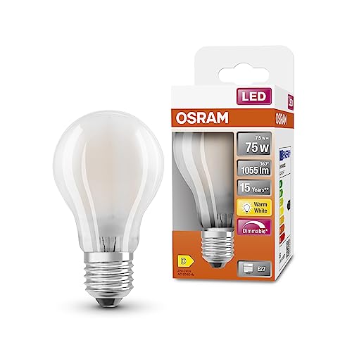 OSRAM LED SuperStar Classic A75 Dimmbare LED Lampe für E27 Sockel, Birnenform, GL FR, 1055 Lumen, warmweiß (2700K), Ersatz für herkömmliche 75W Glühbirnen, 1er-Pack, White von Osram
