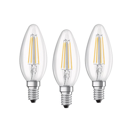 Osram LED Base Classic B Lampe, in Kerzenform mit E14-Sockel, nicht dimmbar, Ersetzt 40 Watt, Filementstil Klar, Warmweiß - 2700 Kelvin, 3 Stück (1er Pack) von Osram