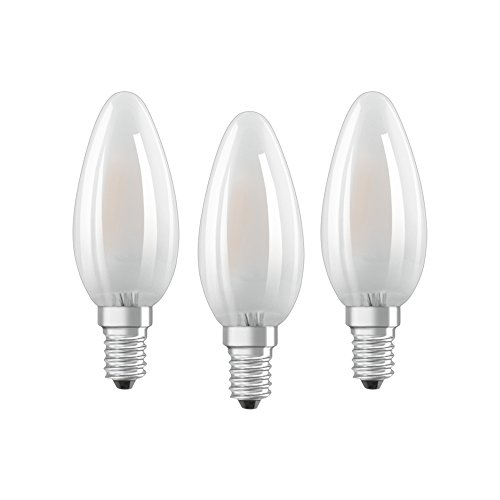 Osram LED Base Classic B Lampe, in Kerzenform mit E14-Sockel, nicht dimmbar, Ersetzt 40 Watt, Matt, Warmweiß - 2700 Kelvin, 3er-Pack von Osram