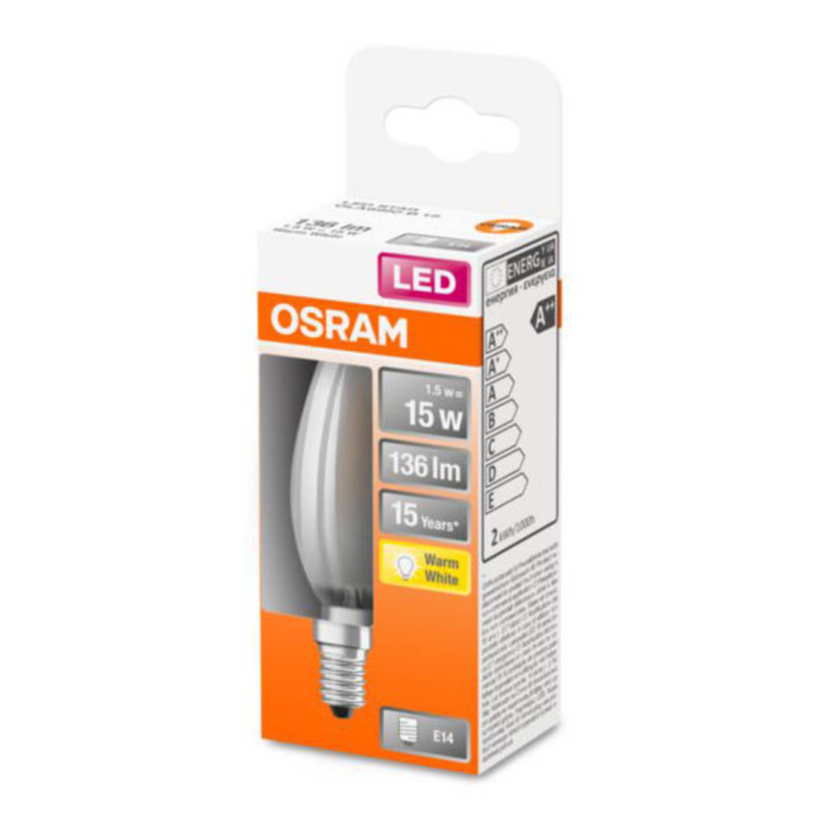 OSRAM Classic B LED-Lampe E14 1,5W 2.700K matt von Osram