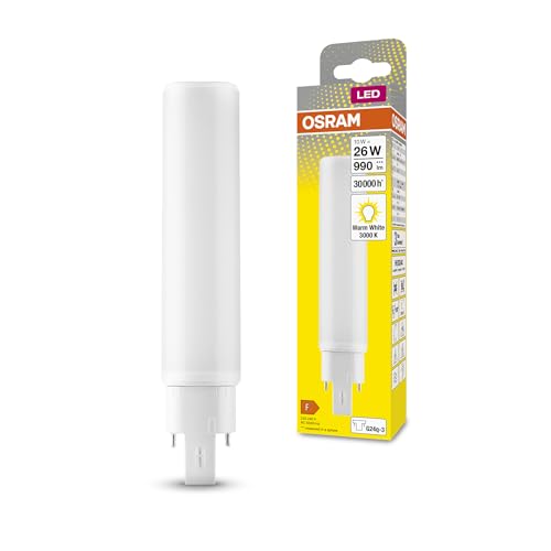 OSRAM DULUX D/E 26 LED-Lampe für G24Q-3 Sockel, 10 Watt, 990 Lumen, Warmweiß (3000K), rotierbar, Ersatz für herkömmliches 26W-Dulux Leuchtmittel von Osram